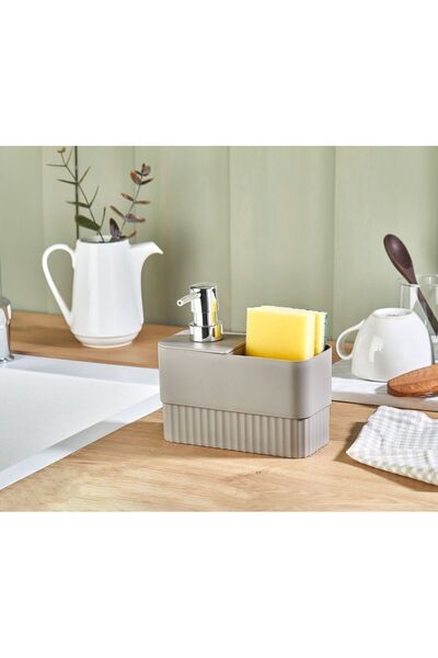 bersachef Cizgili 2 bölmeli Mutfak sıvı sabunluk seti Mutfak Banyo Için Sabunluk