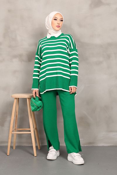 İmajButik Green Striped Knitwear Set