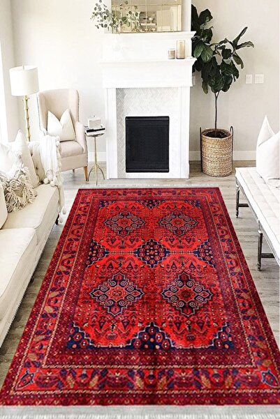 MOTTO HALI Otantik Cotton Şönil Kaymaz Tabanlı Yıkanabilir Antibakteriyel Dij...