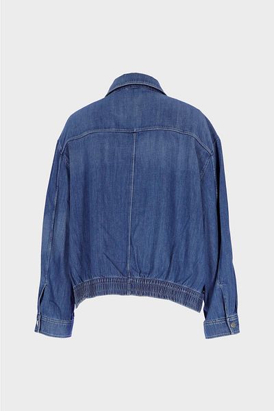 CROSS JEANS Light Blue Placket Zippered Pocket Oversize Jean Jacket C 4538-240