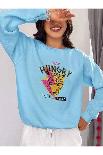 SUNFREE SWEATSHIRT OVERSIZE IMPRIMAT CU CAP DE LEOPARD