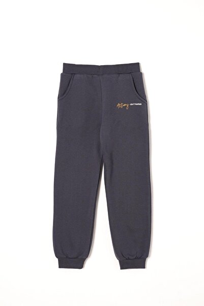 zepkids Ανδρική παιδική φόρμα με κουκούλα με μακρυμάνικο γράμματα σε χρώμα Anthracite