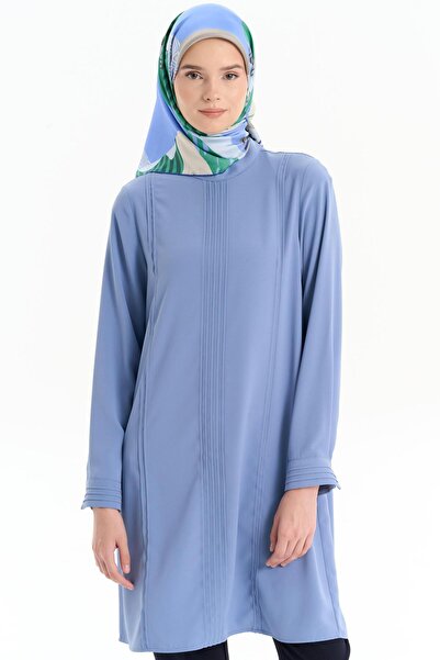Tuğba Nervür Detaylı Tunik - Mavi