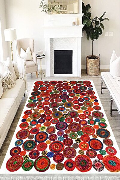 MOTTO HALI Patchwork Eko Punto Kaymaz Tabanlı Yıkanabilir Antibakteriyel Diji...