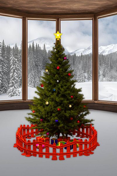 ZiDi Plastik 8 Pieces Red PlAstic ChristmAs Tree Fence - HArd Floor StAndinG (h: 32 CM W: 55 CM)