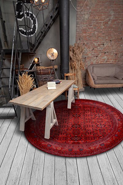 MOTTO HALI Otantik Eko Punto Kaymaz Tabanlı Yıkanabilir Antibakteriyel Dijital Baskı Otantik Daire Halı