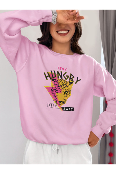 SUNFREE SWEATSHIRT SA ŠTAMPOM GLAVE LEOPARDA Oversize kroj Čupkani materijal