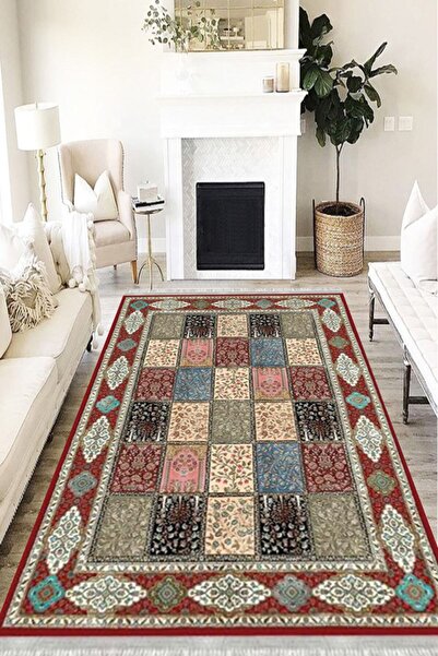 MOTTO HALI Otantik Cotton Şönil Kaymaz Tabanlı Yıkanabilir Antibakteriyel Dij...