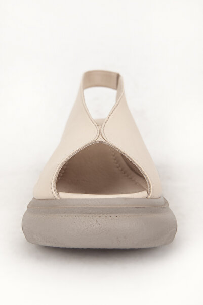 Dericlub Women's Sandals Wedge Heel Real Leather Shoes Zy 7672 Beige