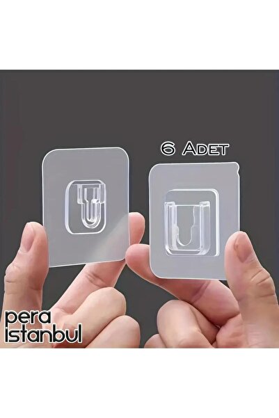 Pera İstanbul 6 Adet Süper Güçlü Şeffaf Çerçeve Askısı Resim Mutfak Kancası K...