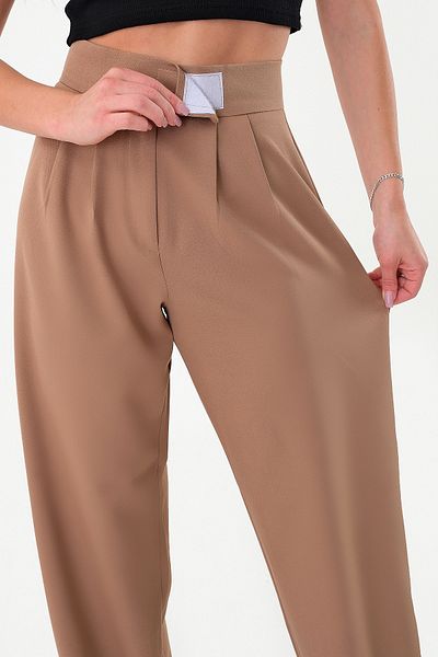 Hazel High Waist Women's Mink Palazzo Trousers - Velcro Design