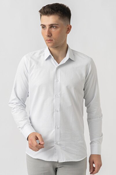 White Stone Affoltern Am Albis G16252 Regular Fit Dobby Cotton Shirt Blue