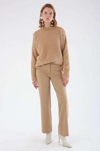 ALLDAY Παντελόνι Camel Loose Leg με ελαστική πλάτη και τσέπες