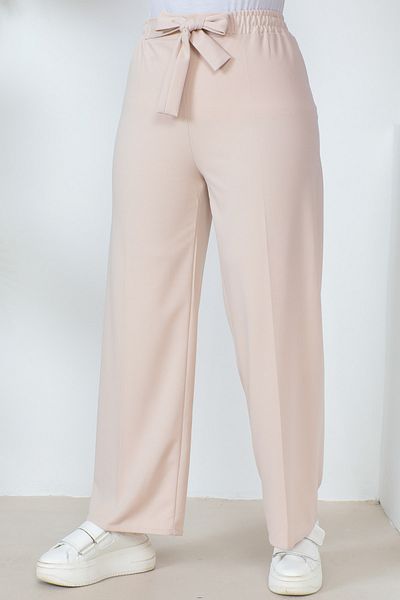 İmajButik Beige High Waist Wide Leg Trousers