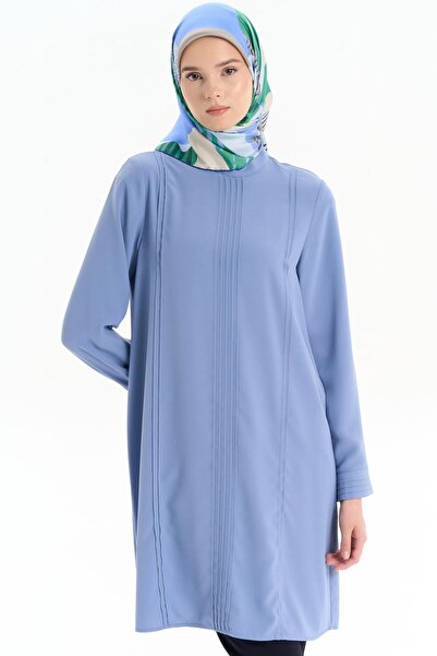 Tuğba Nervür Detaylı Tunik - Mavi