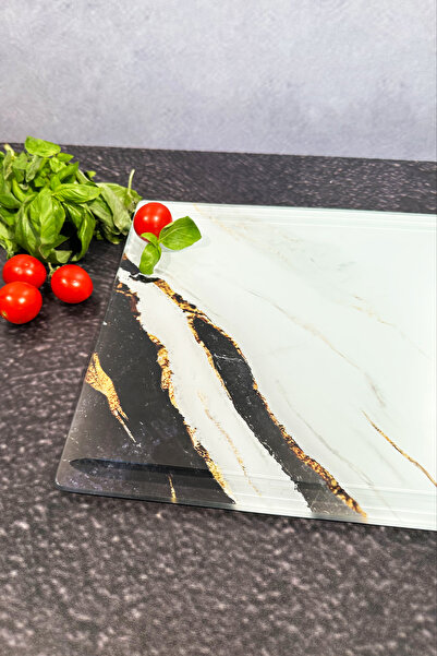 Decorita لوح تقطيع زجاجي ذهبي مقاس 25 سم × 35 سم - منتج حاصل على براءة اختراع