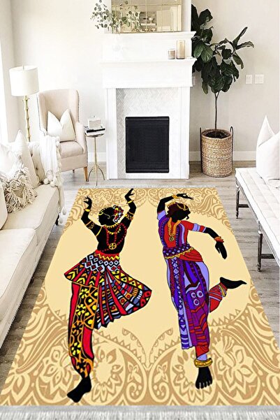 MOTTO HALI Pastel Westa Kaymaz Tabanlı Yıkanabilir Antibakteriyel Dijital Bas...