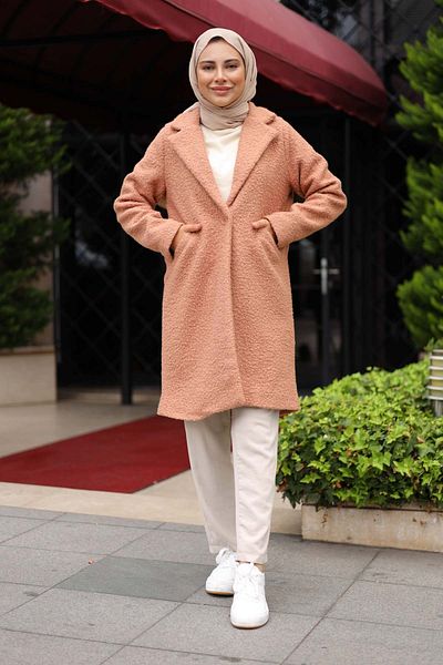 İmajButik Παλτό Boucle Pocket Lined Camel