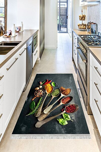 MOTTO HALI Verona Kaymaz Deri Tabanlı Yıkanabilir Antibakteriyel Dijital Bask...