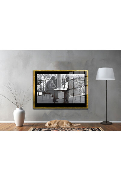 Home Yapay Zeka ile Yenilenmiş Atatürk Fotoğrafları Siyah Beyaz Cam Tablo, 3d Dekoratif Baskı 433