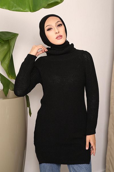 İmajButik Μαύρο Πλεκτό γιακά με ζιβάγκο