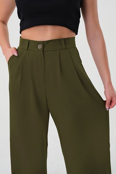 Hazel Women's Khaki High Waist Palazzo Pants