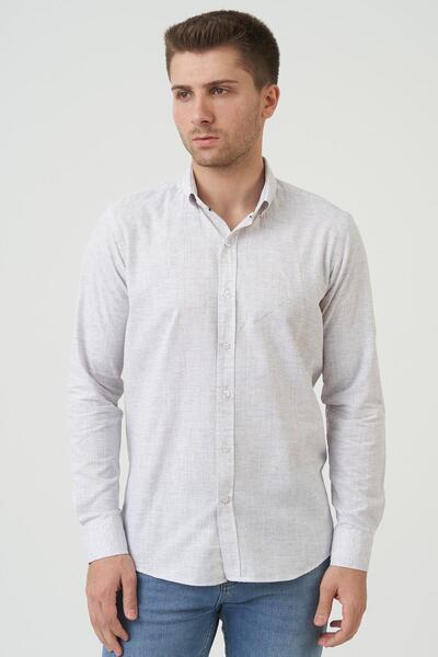 White Stone Coffs Harbor Regular Fit G2005 Cotton Linen Shirt Brown