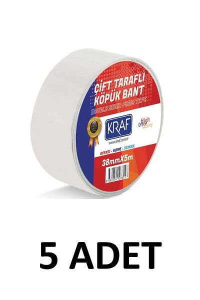 KRAF 5 Τεμάχια 38 Mm X 5 Μέτρα Ταινία Αφρού Διπλής Όψης
