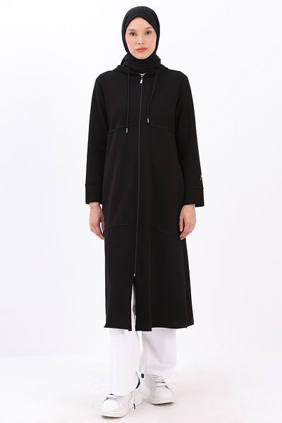 ALLDAY Schwarze Strickjacke mit Kapuze und Reißverschluss