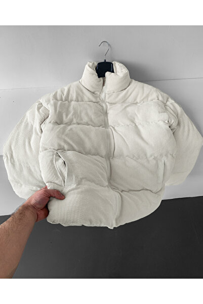 NO1 KONSEPT White Oversize Corduroy Padded Coat
