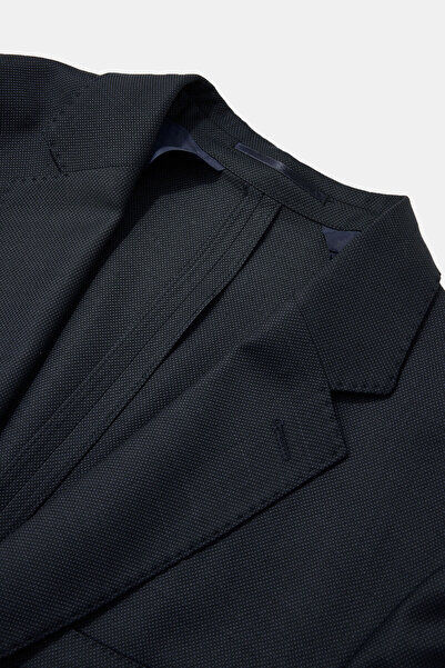 W Collection Dark Blue Buttoned Wool Jacket