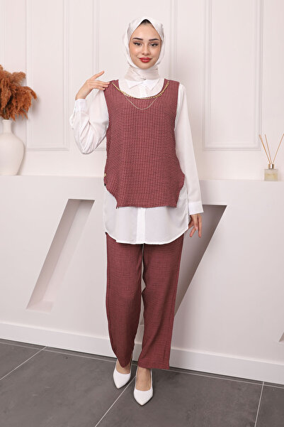 İmajButik Σετ πουκάμισο και πουκάμισο Dusty Rose - Παντελόνι