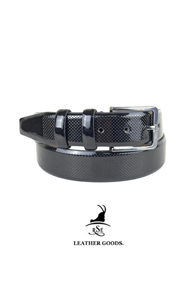 Rse Leather Goods حزام جلد كلاسيكي للرجال - منقوش - جلد نباتي