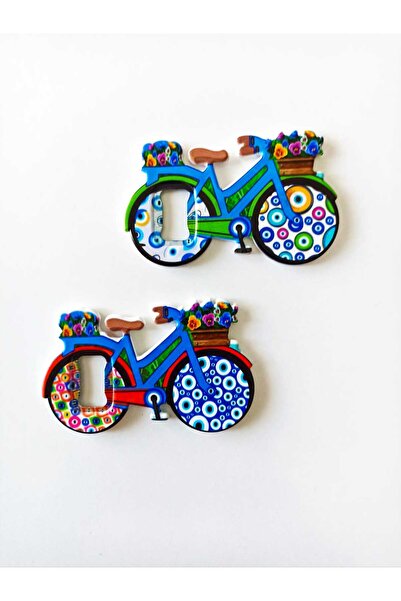 AKIN AKSESUAR HEDİYELİK İkili Bisiklet Figürlü Nazar Boncuklu Açacak Buzdolab...