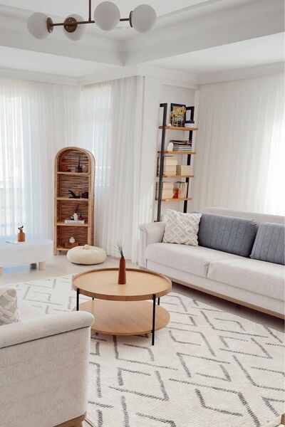 Cool Halı Vetrina 3609 Krem Yumuşak Dokulu Halı Kilim Salon Mutfak Koridor Kesme Yolluk Dokuma Makine Halısı