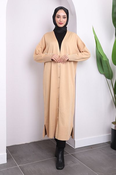 İmajButik Ζακέτα Mercerized με μακρύ κρύο νήμα με κουμπιά μπισκότων