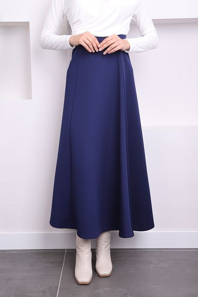 İmajButik Φούστα Navy Blue Scuba Flared