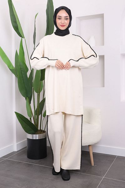 İmajButik Σετ τουνίκ παντελόνι με πλεκτά Shepherd's Stitch