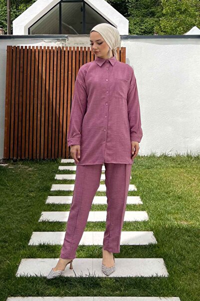 İmajButik Σετ παντελόνι Dusty Rose Pocket Tunic