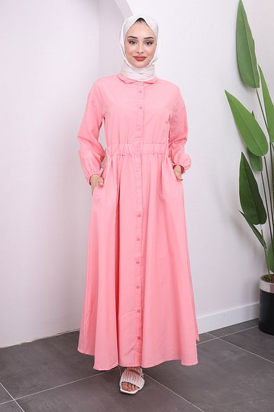 İmajButik Elastic Waist and Powder Sleeve Dress