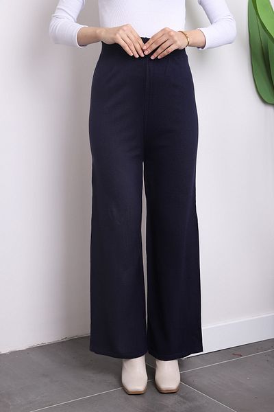 İmajButik Μπλε μπλέ ψηλόμεσο πλεκτό παντελόνι