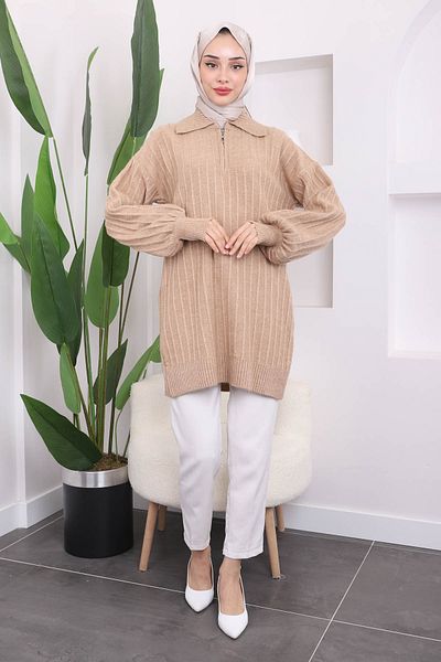 İmajButik Μπισκότα με φερμουάρ Şardon Knitwear Tunic