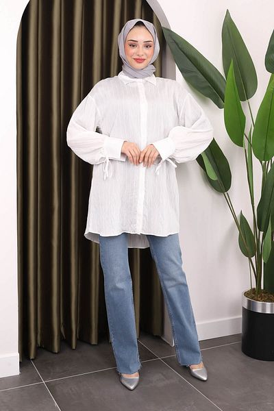 İmajButik Χιτώνας - Κρεμ Χρώμα, Λεπτομέρεια μανίκι
