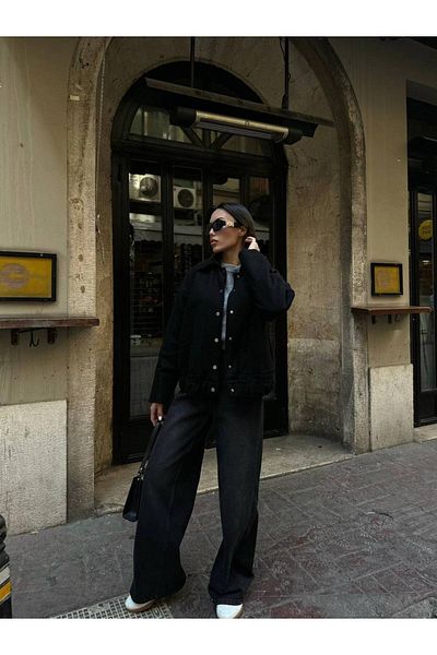 My Blog Schwarze Lahey-Bomberjacke mit großen Taschen – 509058
