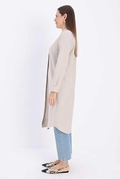 ALLDAY Μπεζ Basic Κρυφό Μακρύ Πουκάμισο