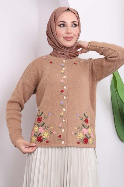 İmajButik Cardigan tricot cu barbă brodat biscuiți