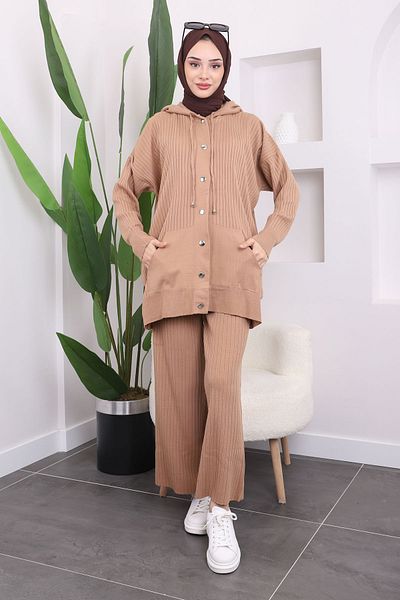 İmajButik Μπισκότο Παντελόνι με ραβδώσεις τριπλό συνδυαστικό κοστούμι