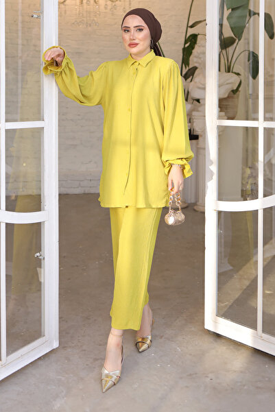 İmajButik Oil Green Sleeve Detailed Wrap Set