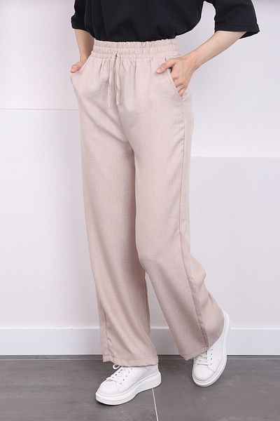 İmajButik Linen Trousers - Stone Waist Elastic and Pocket