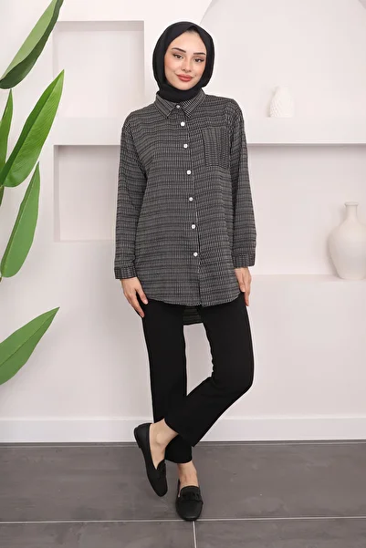İmajButik قميص جيب أسود مخطط